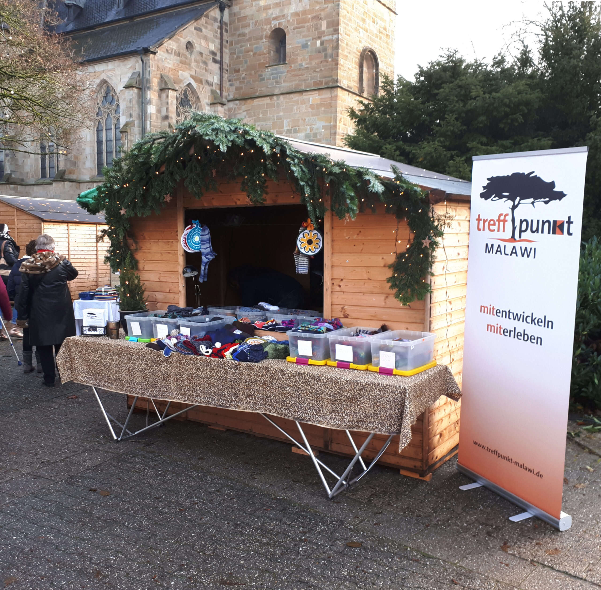 Stand des Treffpunkt Malawi auf dem Adventsmarkt Saerbeck 2019